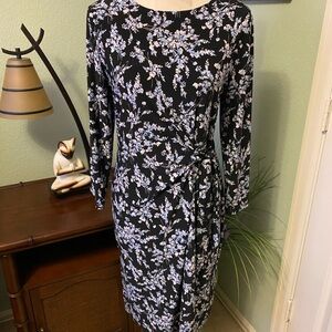 NWOT Kasper Black and White Floral Long Sleeve Dress